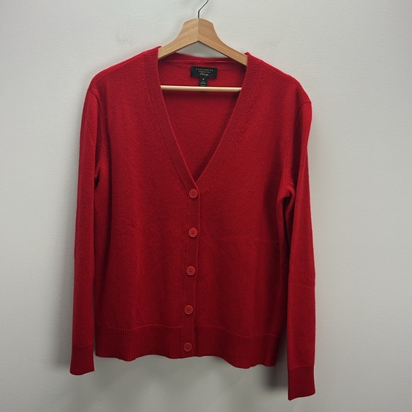 Charter Club Luxury Cashmere Cardigan Sweater Red Womens Medium Like New Soft - Picture 1 of 8